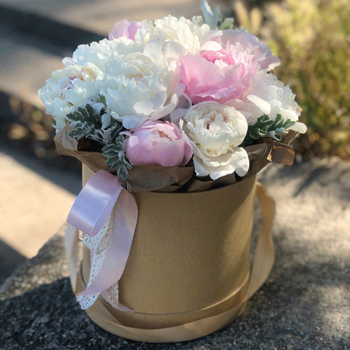 Пионы в шляпной коробке в Красногвардейском