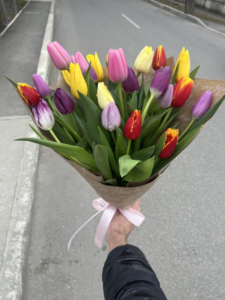 25 тюльпанов микс в упаковке в Красногвардейском